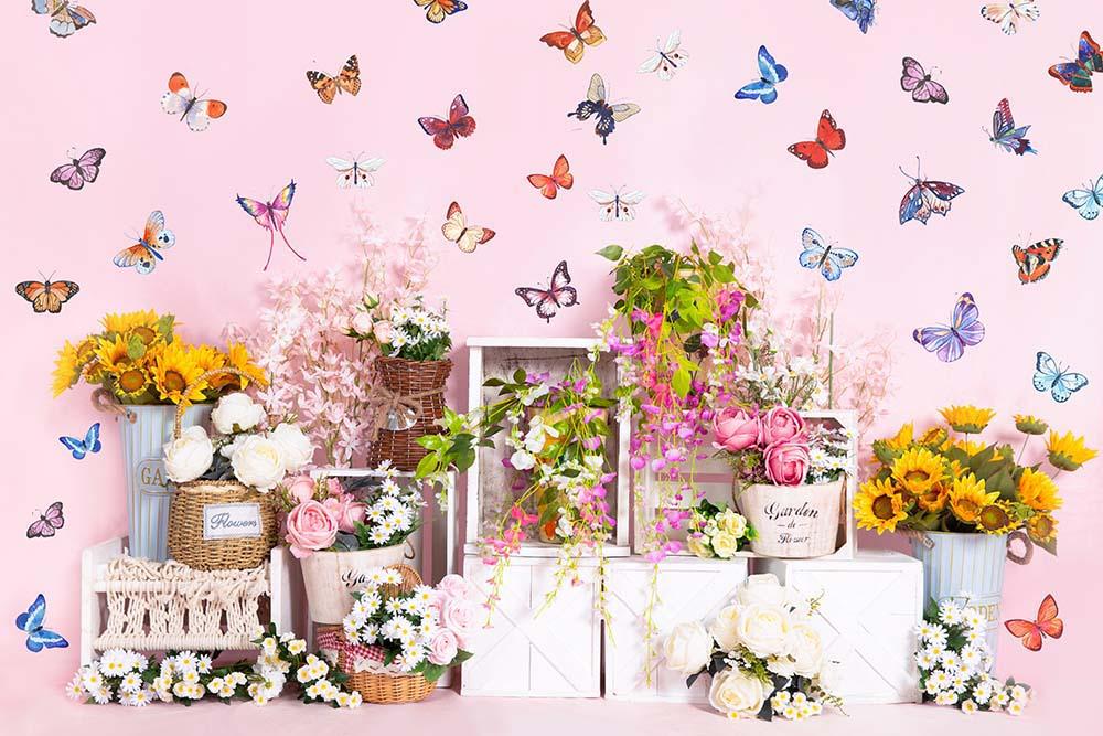 Kate Frühling Blumen Schmetterling Wand Hintergrund von Emetselch