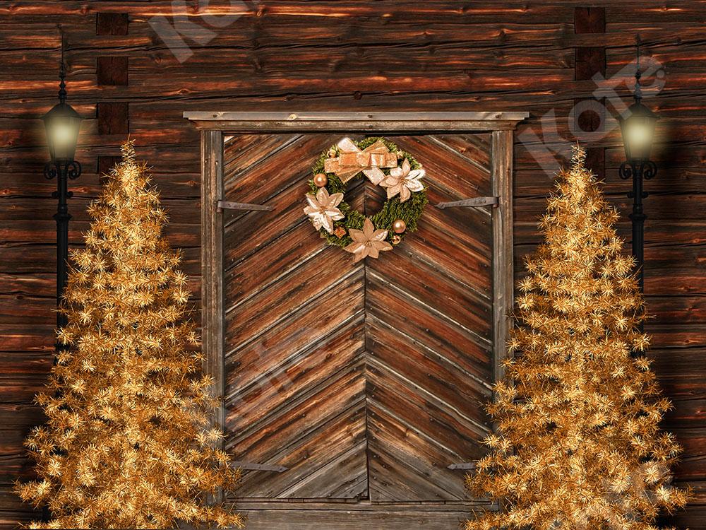 Kate Weihnachten Hintergrund Gold Weihnachtsbäume & Tür Entworfen von Chain Photography