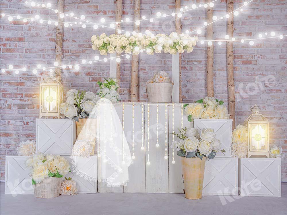 Kate Valentinstag weiße Rosen stehen Hintergrund Entworfen von Emetselch - Kate Backdrop.de