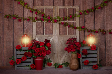 Kate Valentinstag Rote Rosen Holz Lichter Hintergrund Entworfen von Emetselch