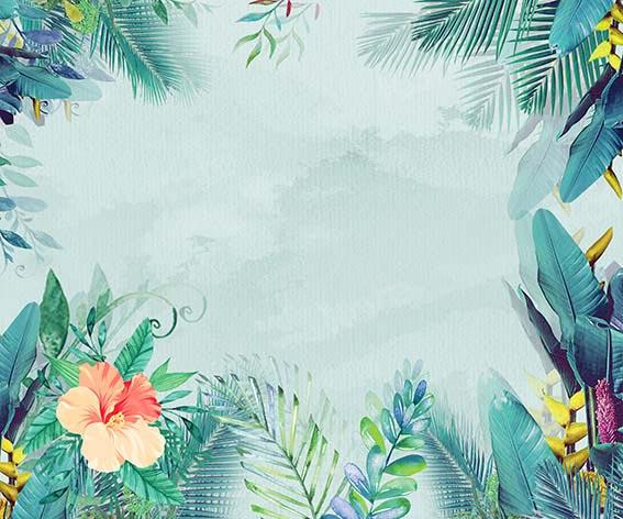 Kate Sommer Palmblätter hellblauer Hintergrund Landschaft von Chain Photography - Kate Backdrop.de