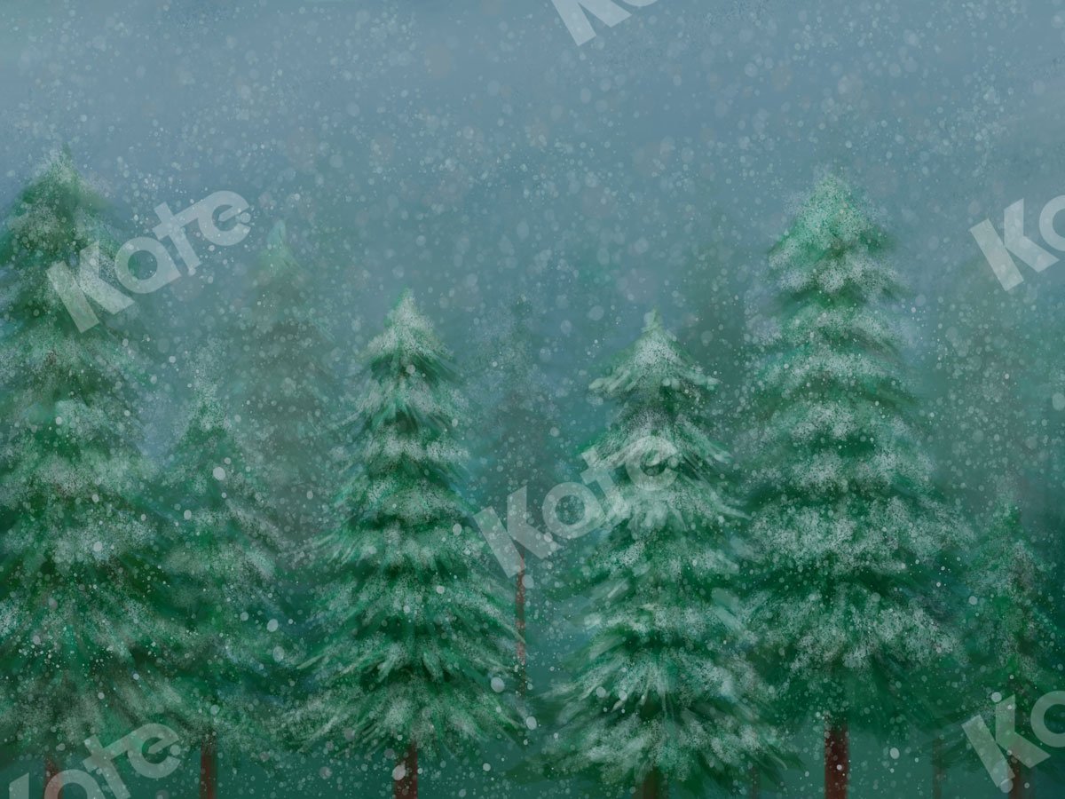 Kate Fine Art Schneewald Weihnachtshintergrund Entworfen von Jia Chan Photography