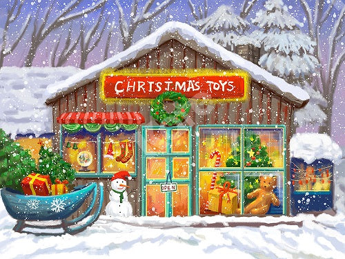Kate Weihnachtshintergrund Schnee Weihnachtsspielzeugladen Weihnachten Entworfen von GQ