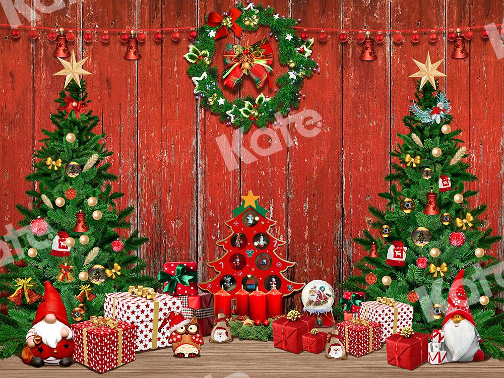 Kate Roter Holz Weihnachtshintergrund schenkt Weihnachtsbäume Weihnachten von Emetselch