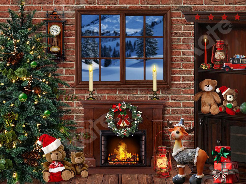 Kate Weihnachten Hintergrund Weihnachtszimmer mit Kamin Entworfen von Emetselch - Kate Backdrop.de
