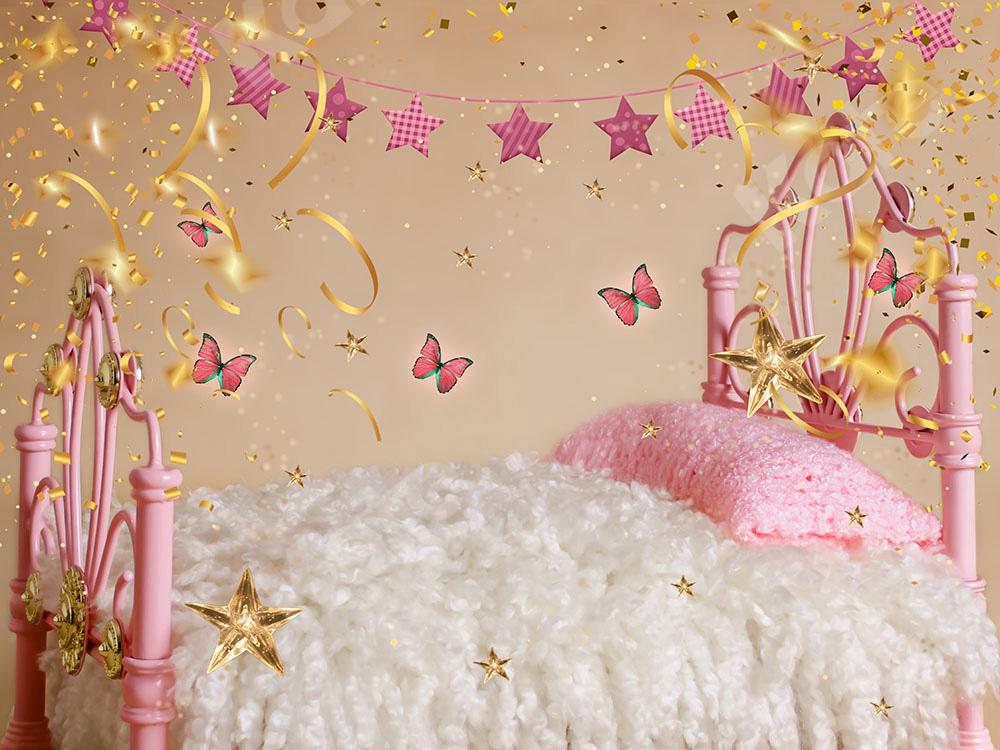 Kate rosa Mädchen Bett Hintergrund Entworfen von Emetselch