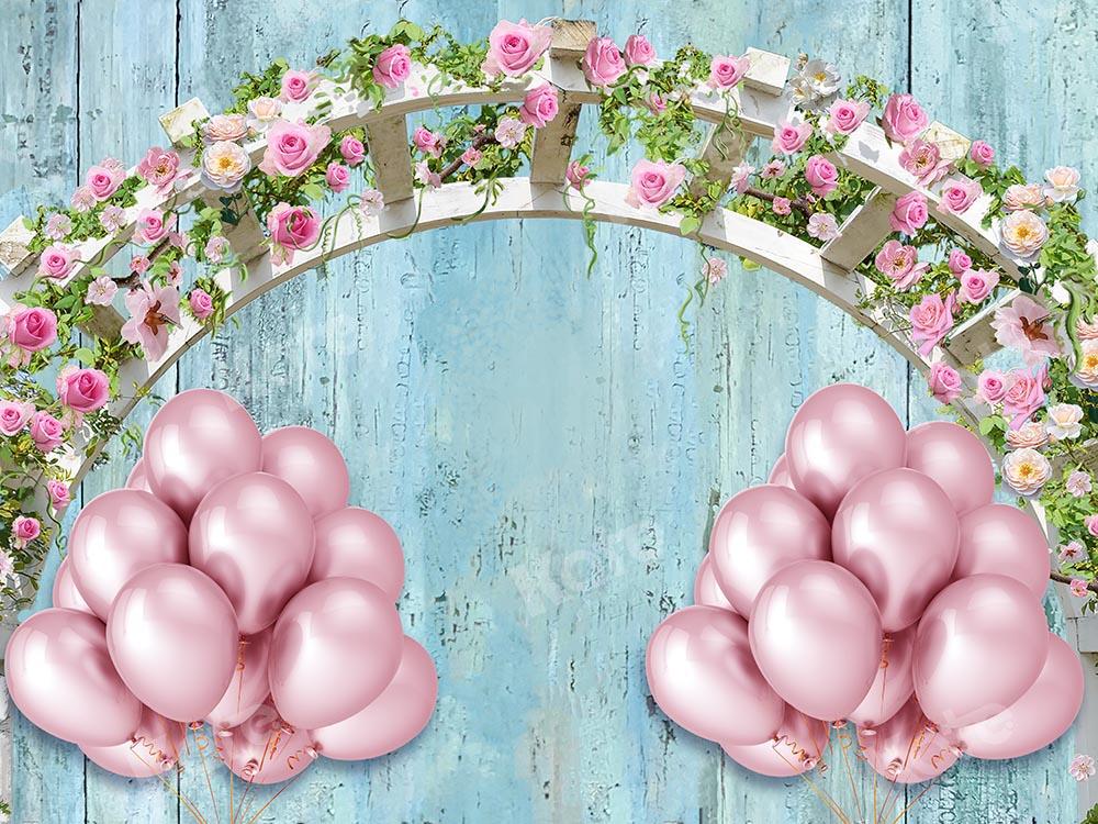 Kate Valentinstag Ballon Rose Arch Hintergrund Entworfen von Chain Photography