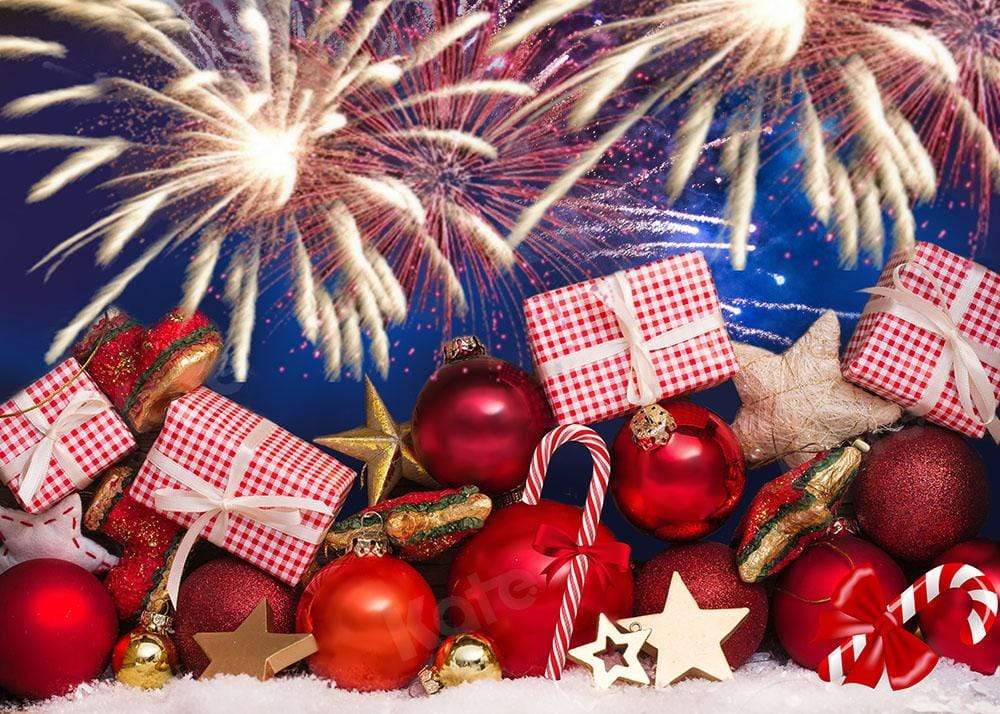 Kate Frohes neues Jahr Feuerwerk Geschenke Hintergrund von Emetselch - Kate Backdrop.de
