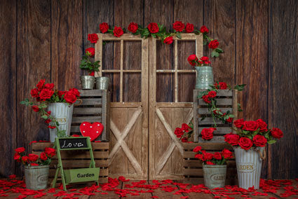 Kate Valentinstag Rose Holz Tür Hintergrund  von Emetselch