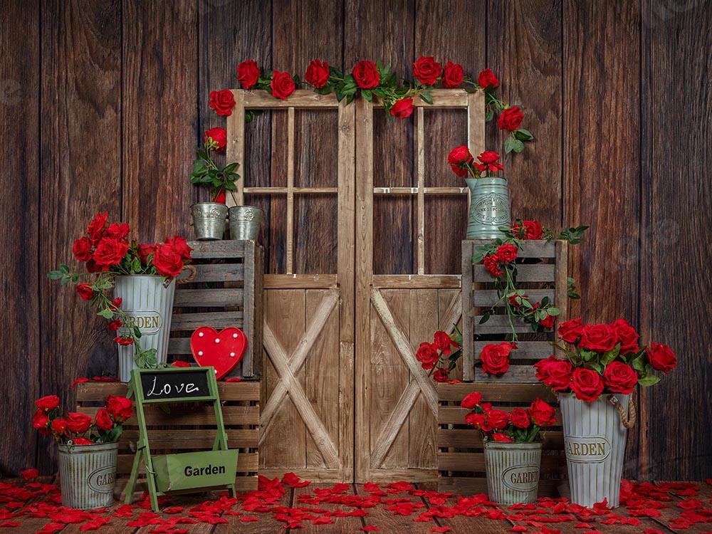 Kate Valentinstag Rose Holz Tür Hintergrund  von Emetselch - Kate Backdrop.de