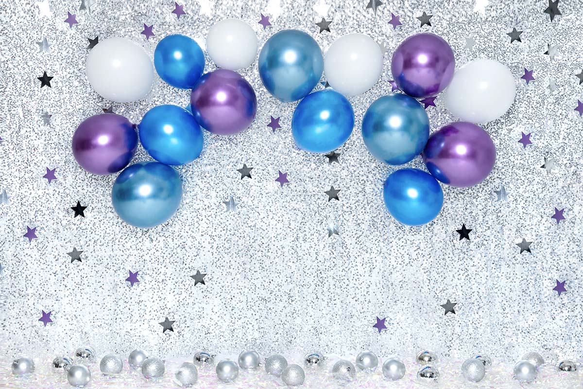 Kate Cake Smash Geburtstag Sterne blau Luftballons Hintergrund  von Emetselch