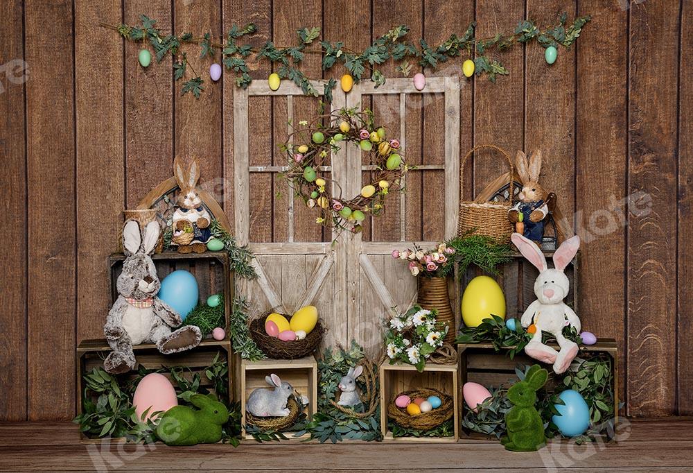 Kate Ostern Hase Ei Holz Tür Hintergrund  von Emetselch - Kate Backdrop.de
