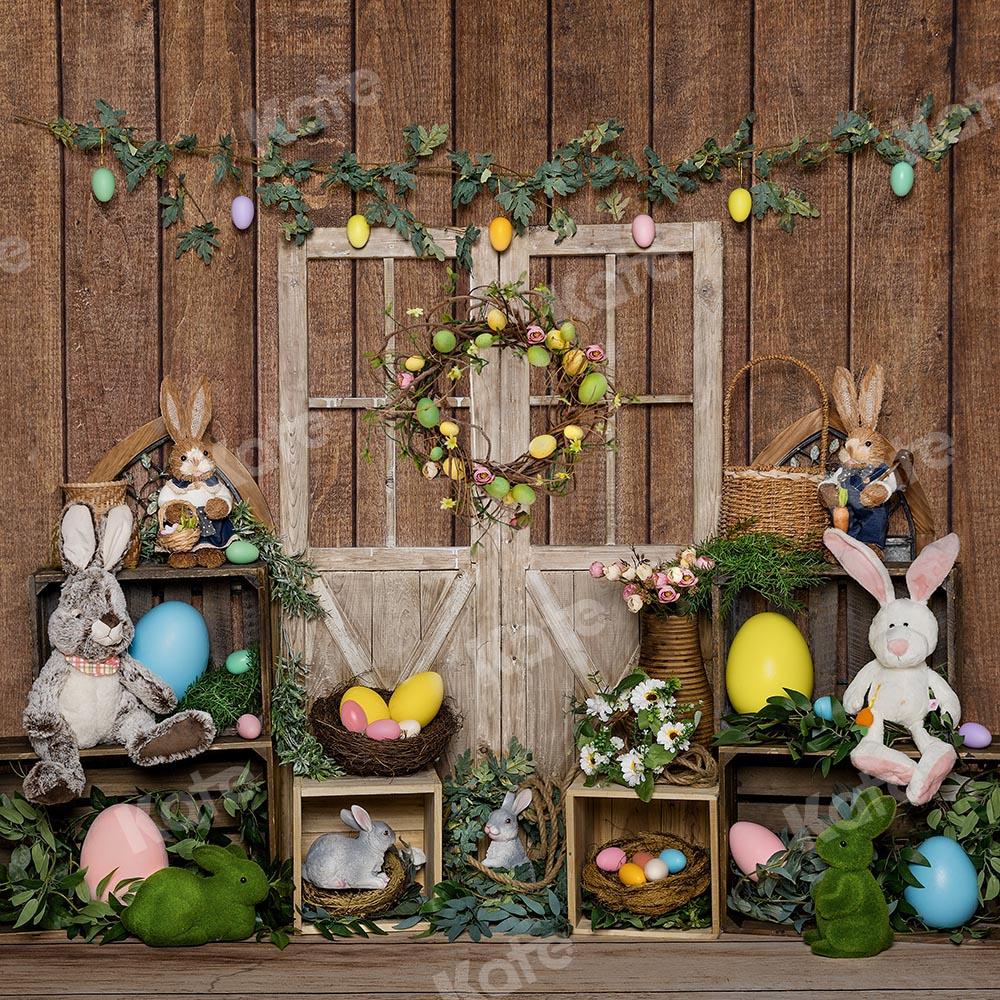 Kate Ostern Hase Ei Holz Tür Hintergrund  von Emetselch - Kate Backdrop.de