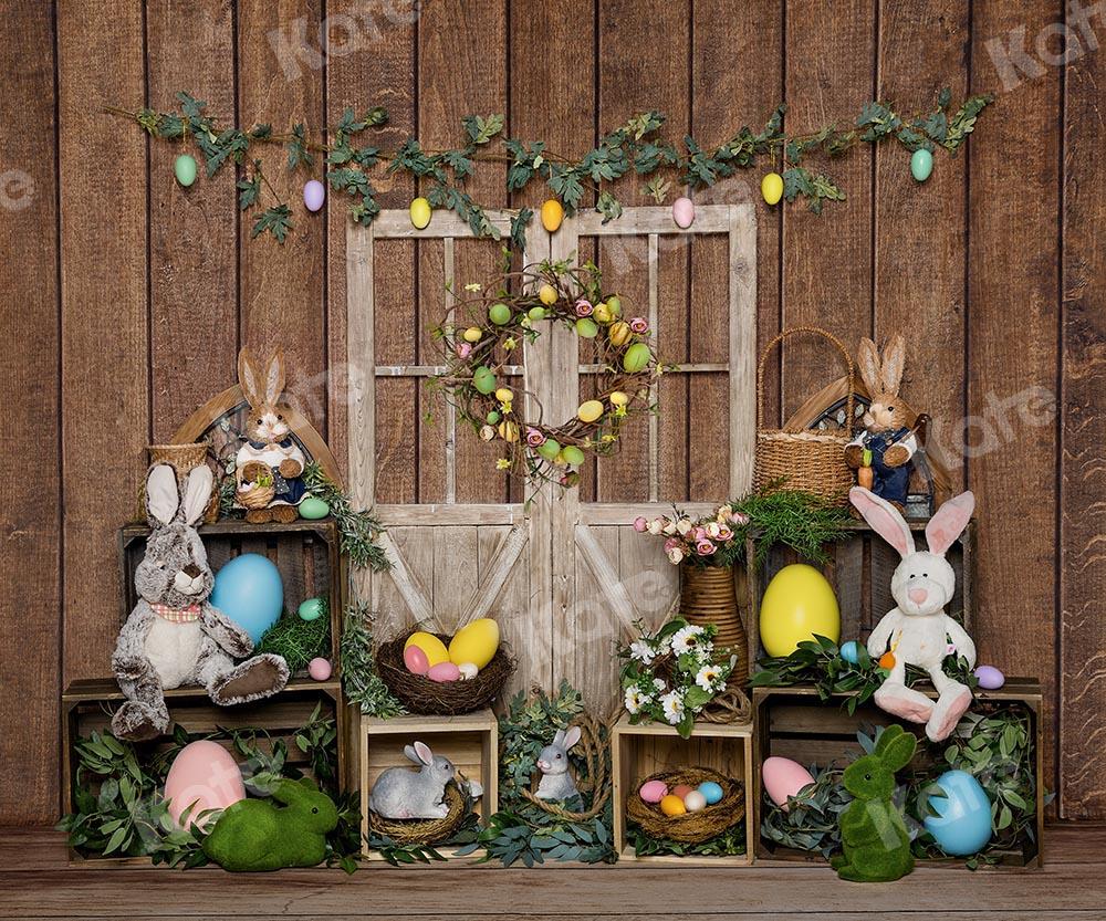 Kate Ostern Hase Ei Holz Tür Hintergrund  von Emetselch - Kate Backdrop.de