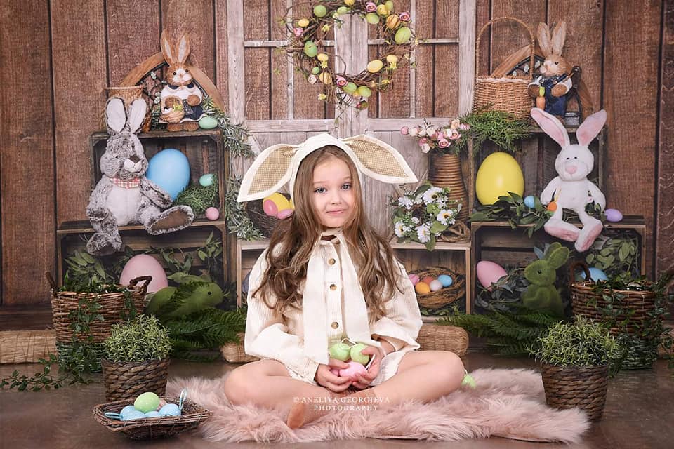 Kate Ostern Hase Ei Holz Tür Hintergrund  von Emetselch - Kate Backdrop.de