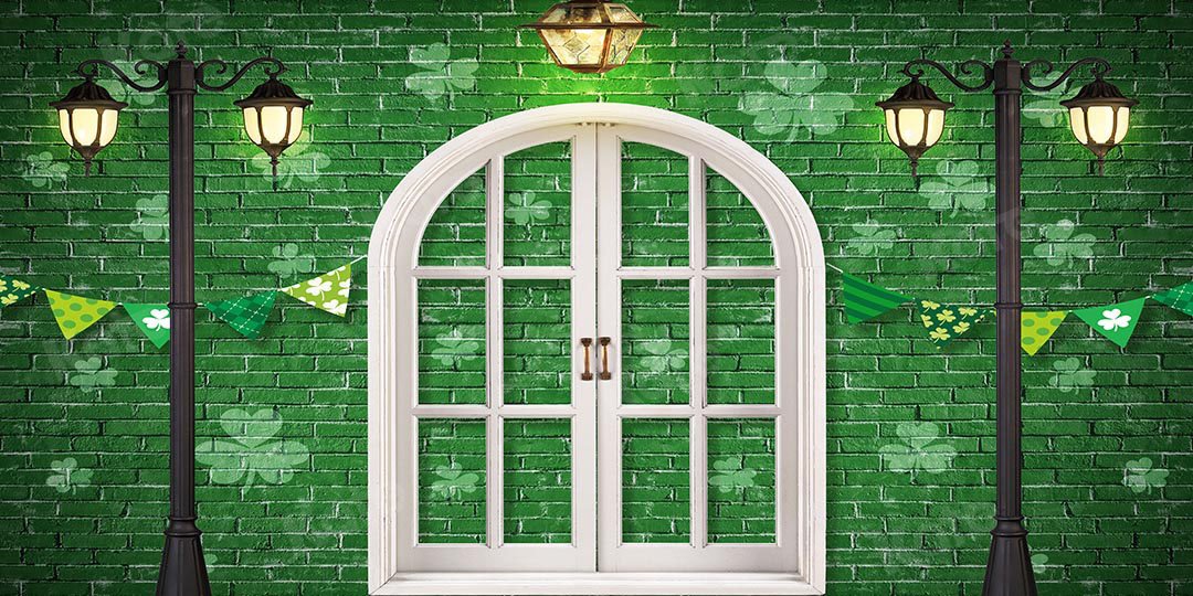 Kate St. Patrick's Day Kleeblätter Fenster Hintergrund Entworfen von Chain Photography