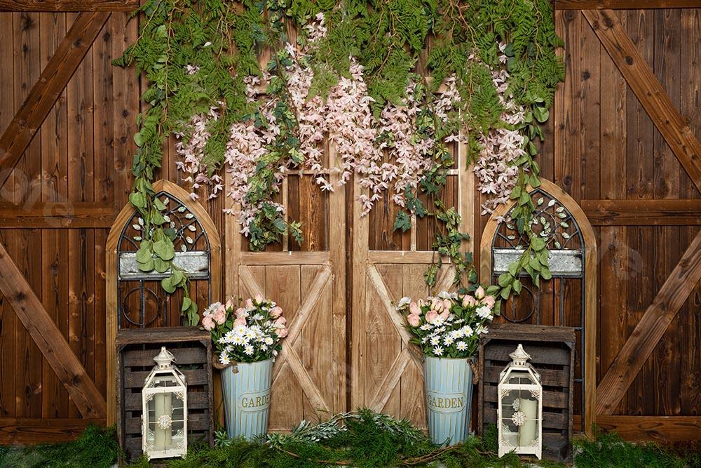 Kate Frühlingsblumen Vine Braun Holz Wandhintergrund Entworfen von Emetselch - Kate Backdrop.de