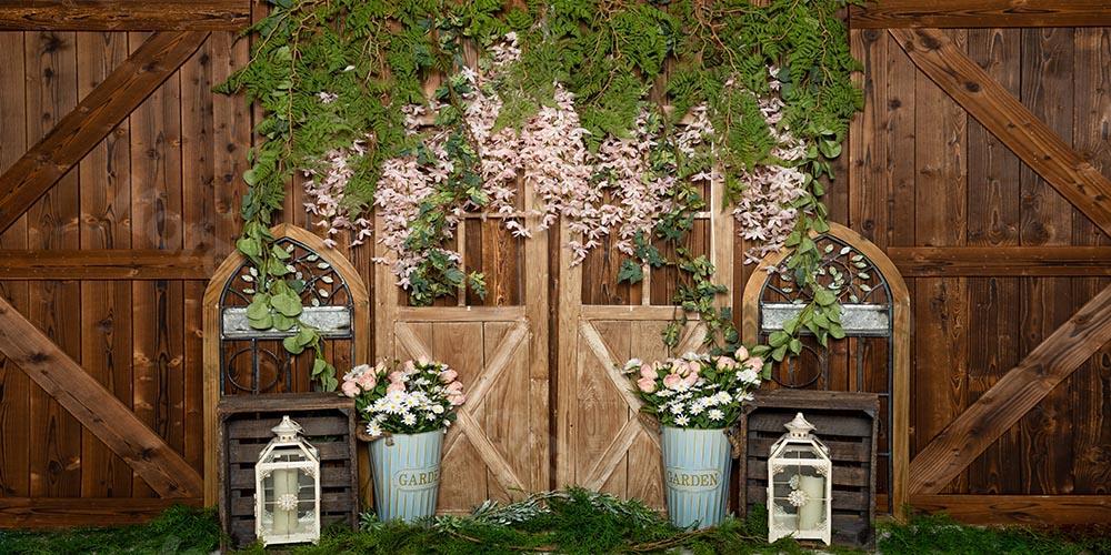 Kate Frühlingsblumen Vine Braun Holz Wandhintergrund Entworfen von Emetselch - Kate Backdrop.de