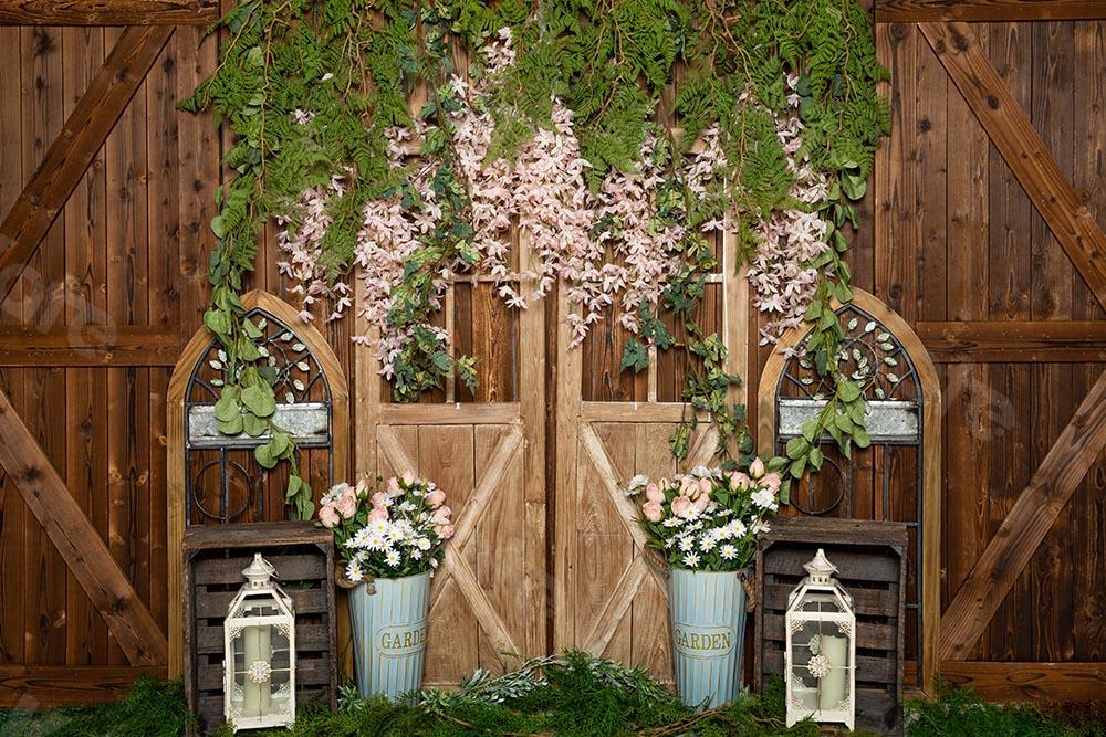 Kate Frühlingsblumen Vine Braun Holz Wandhintergrund Entworfen von Emetselch - Kate Backdrop.de