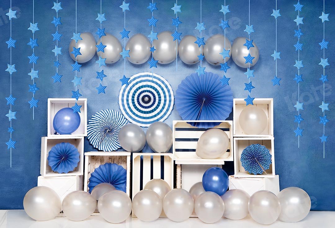 Kate Geburtstag blaue Luftballons Junge Hintergrund  von Emetselch - Kate Backdrop.de