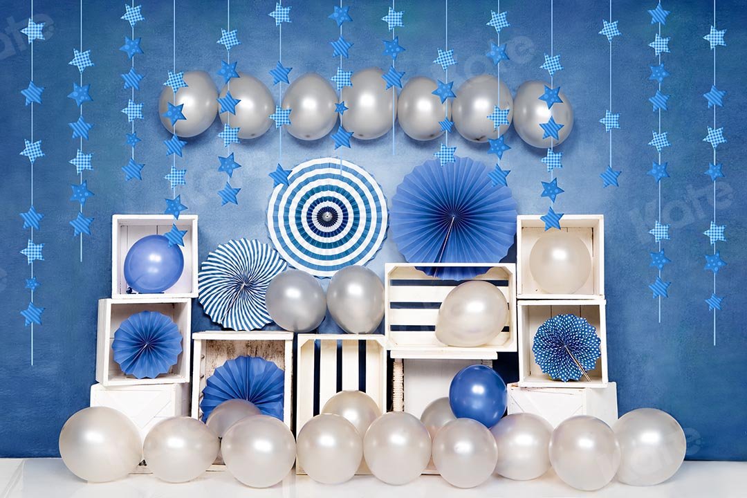 Kate Geburtstag blaue Luftballons Junge Hintergrund  von Emetselch - Kate Backdrop.de