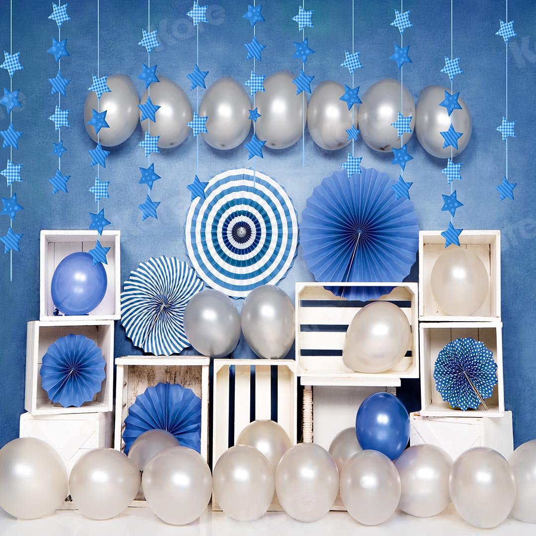 Kate Geburtstag blaue Luftballons Junge Hintergrund  von Emetselch - Kate Backdrop.de