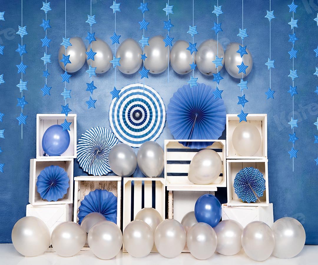 Kate Geburtstag blaue Luftballons Junge Hintergrund  von Emetselch - Kate Backdrop.de