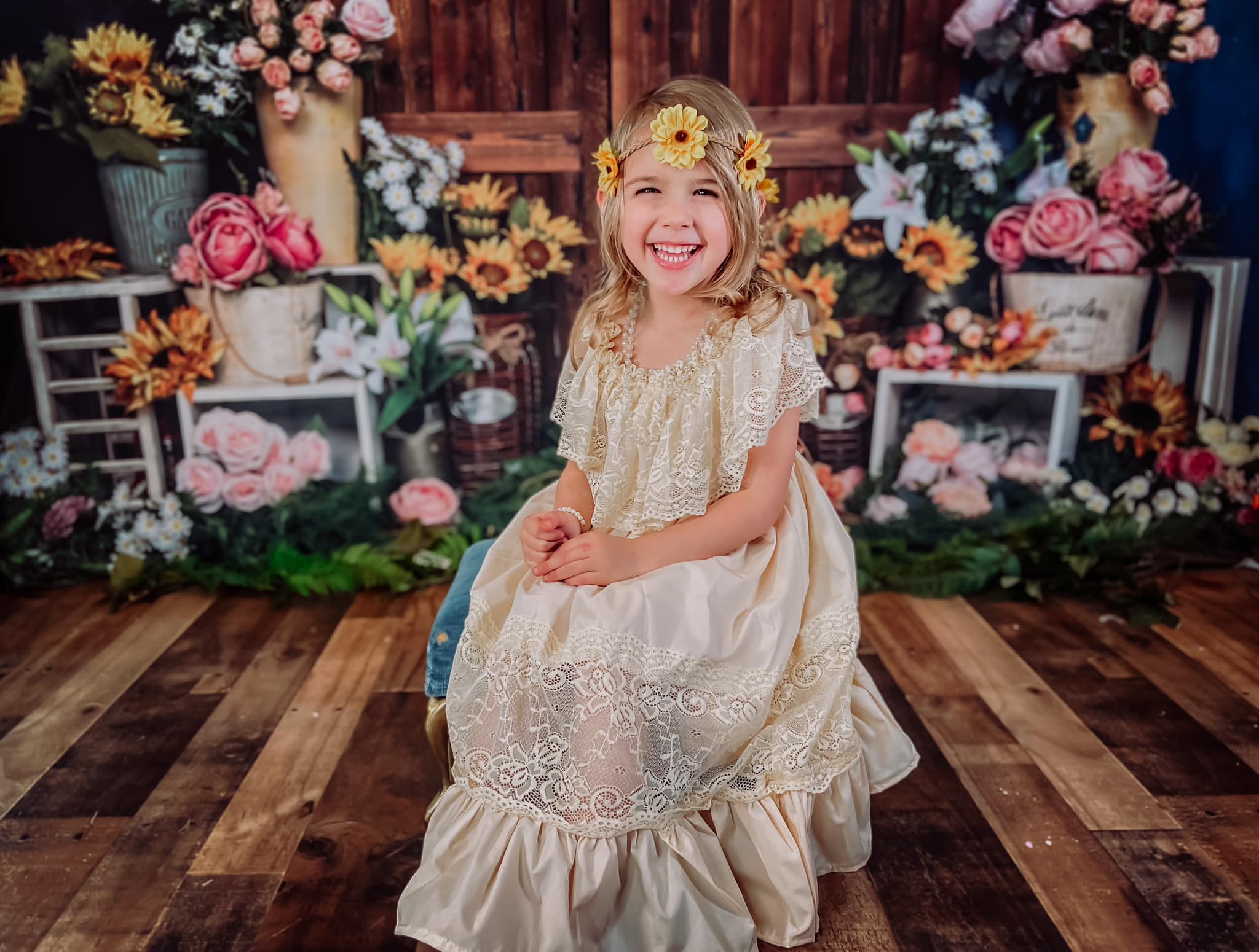 Kate Frühling/ Muttertag Blumengeschäft Tür blauer Hintergrund von Emetselch - Kate Backdrop.de