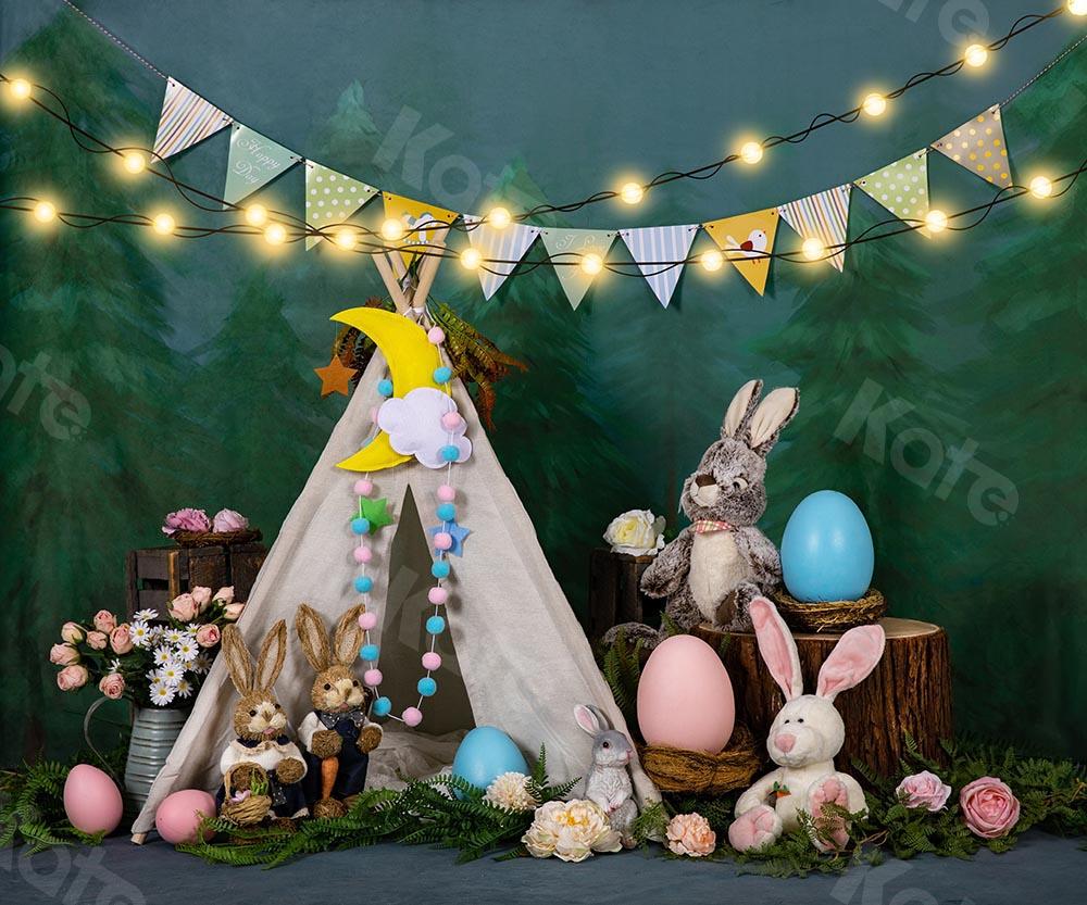 Kate Ostern / Frühling Zelt Hase Eier Hintergrund von Emetselch