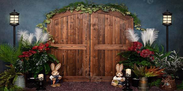 Kate Frühling / Ostern Holz Tür Blauer Hintergrund von Emetselch - Kate Backdrop.de