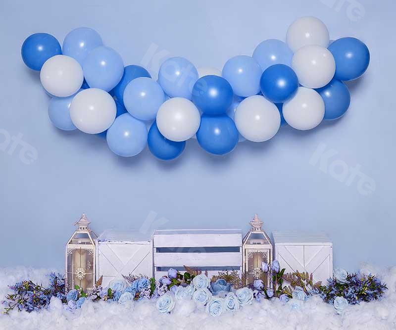 Kate Cake Smash Blumen Luftballons Blau Geburtstag Hintergrund von Emetselch