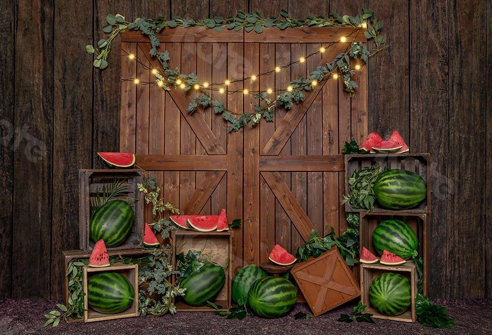 Kate Sommer Cake  Smash Wassermelone Scheunentor Hintergrund  von Emetselch - Kate Backdrop.de