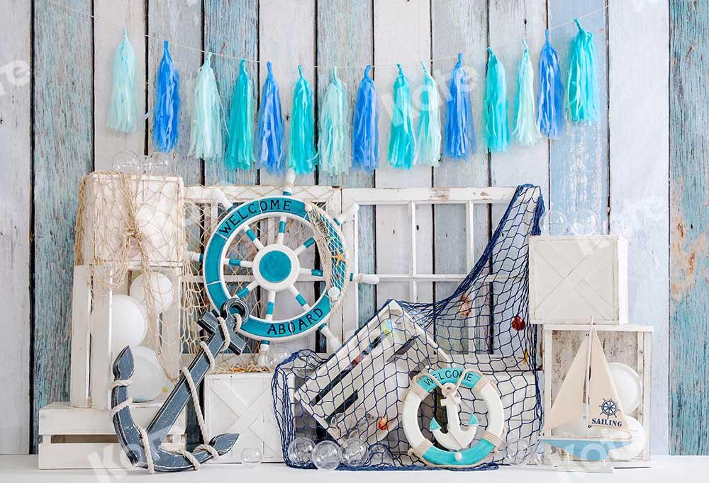 Kate Sommer Cake Smash Geburtstag Hintergrund Segel Junge Holz von Emetselch - Kate Backdrop.de