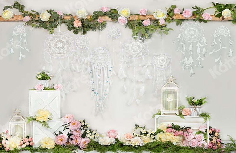 Kate Muttertag Blumen Boho Weißer Hintergrund von Emetselch - Kate Backdrop.de