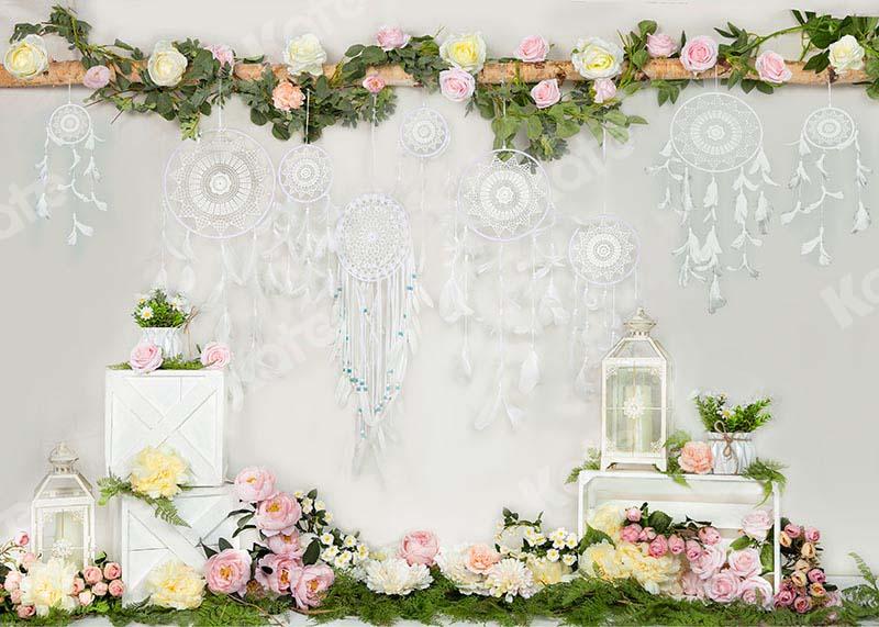 Kate Muttertag Blumen Boho Weißer Hintergrund von Emetselch - Kate Backdrop.de