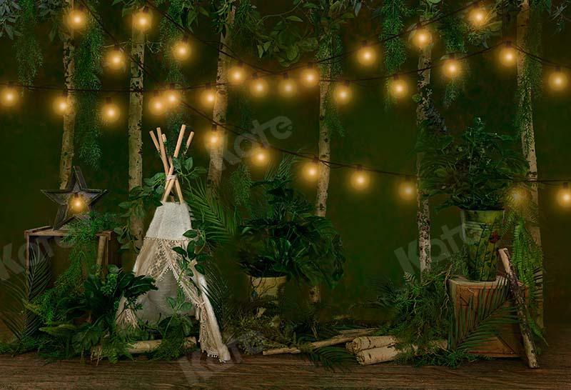 Kate Cake Smash Hintergrund Geburtstag Jungle Camping Weihnachtszelt grün von Emetselch