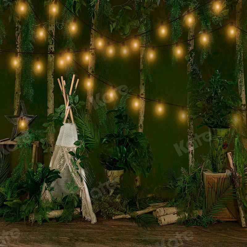 Kate Cake Smash Hintergrund Geburtstag Jungle Camping Weihnachtszelt grün von Emetselch