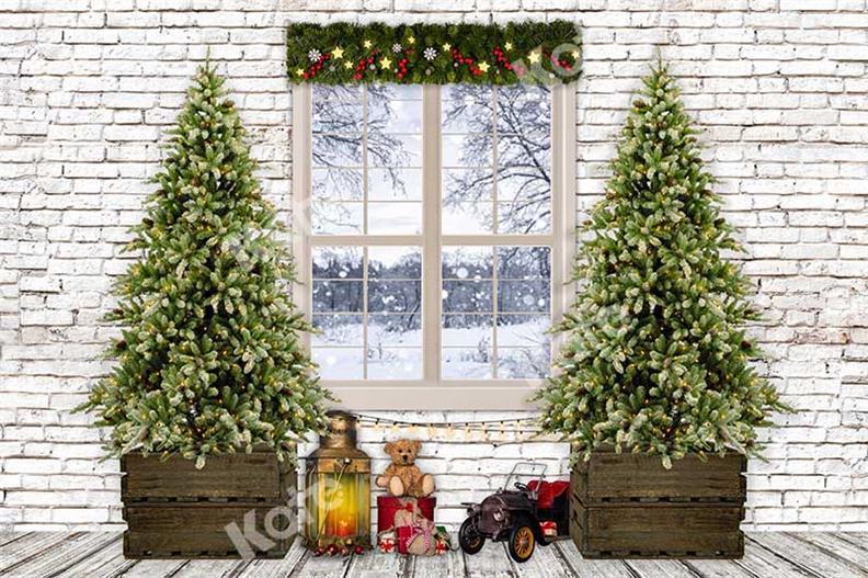 Kate Weihnachten Baum Winter Schnee Fenster Hintergrund von Emetselch