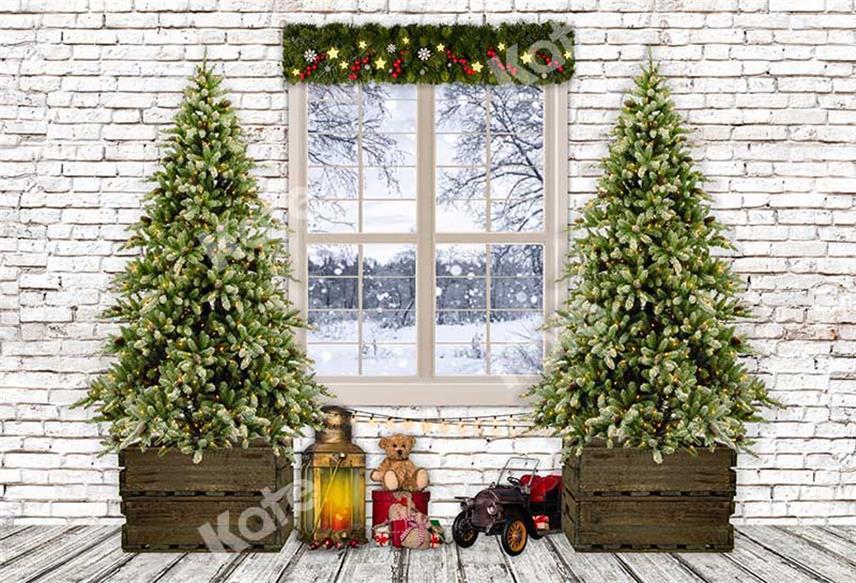 Kate Weihnachten Baum Winter Schnee Fenster Hintergrund von Emetselch