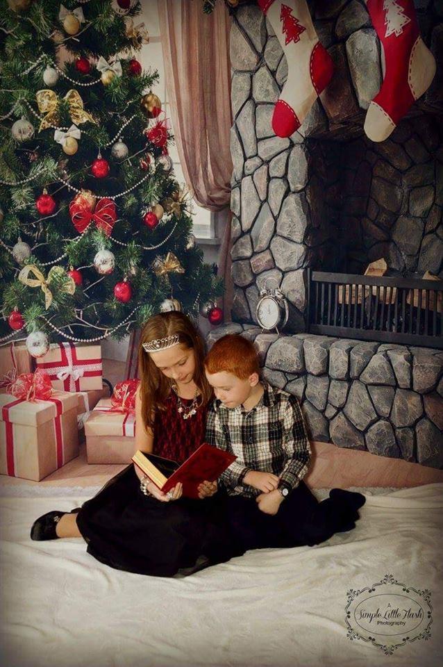 Katebackdrop：Kate Christmas Tree Backdrop Gift Box Stove Sock for Photography