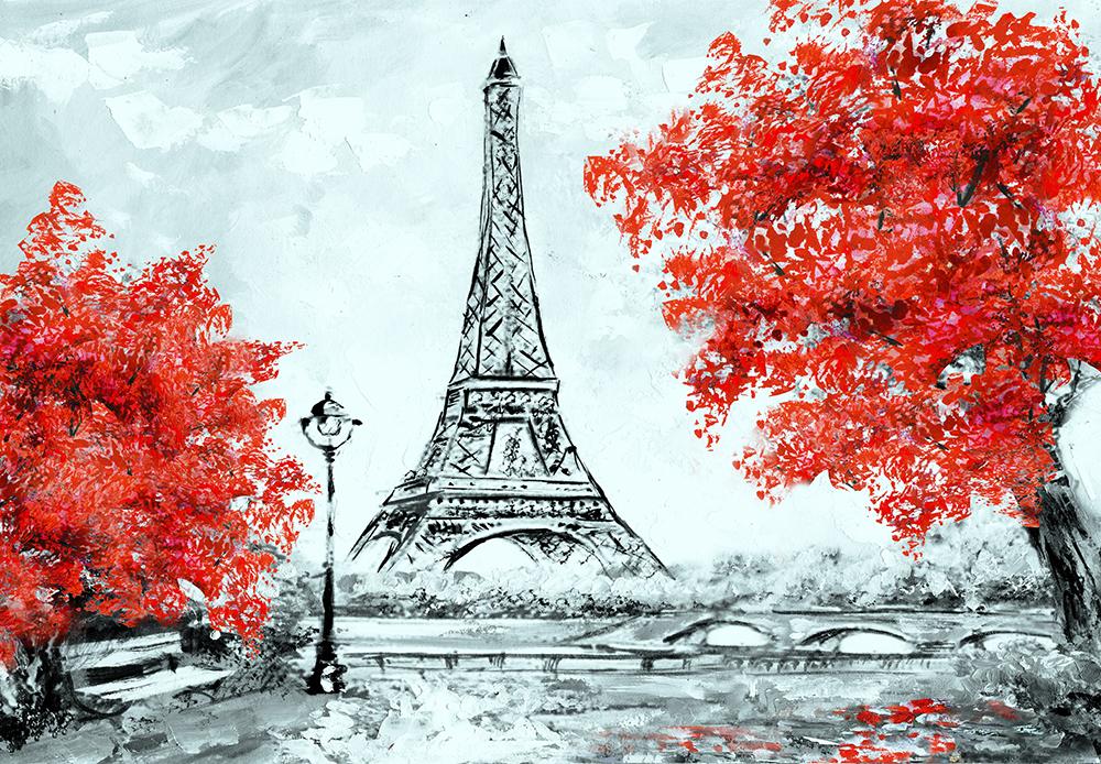 Katebackdrop：Kate Hand Painting Printed Wedding Backdrop Eiffel Tower Tree