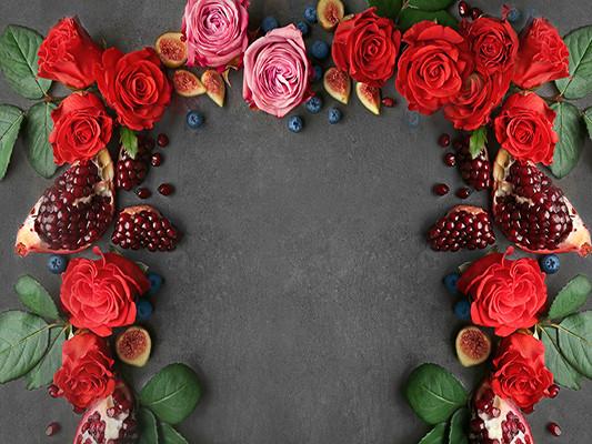 Katebackdrop：Kate Red Flower Dark Flooring Backdrop Valentine's Day
