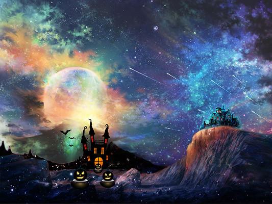 Katebackdrop：Kate Halloween Night Starry Castle Photography Backdrop