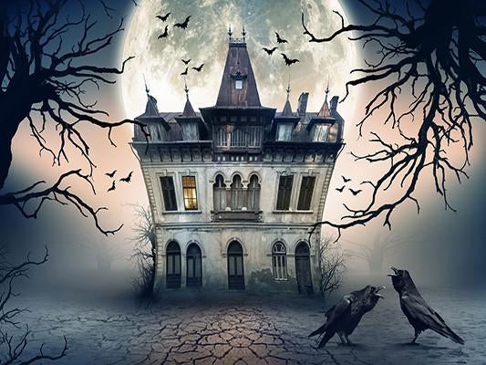 Katebackdrop：Kate Castle Under Moon Photo Backdrop For Halloween Photography