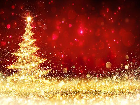Katebackdrop：Kate Christmas Festival Party Photography Red Backdrop Golden Glittering Tree