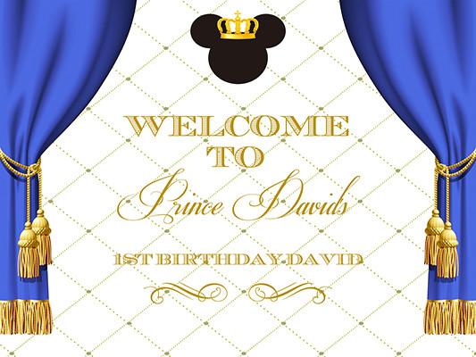 Katebackdrop：Kate Mickey Mouse Royal Blue Gold Crown Prince Photography Backdrops Birthday Party