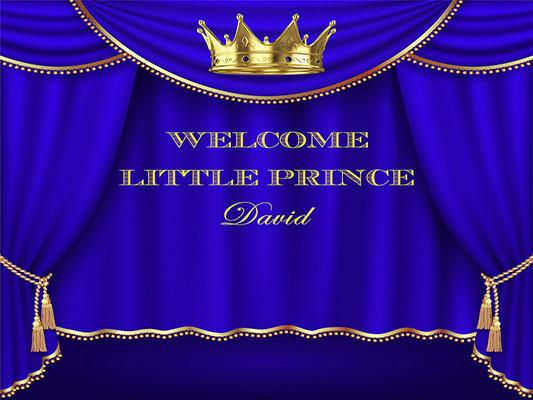 Katebackdrop：Kate Baby Shower Royal Blue and Gold Prince Crown Photography Backdrops