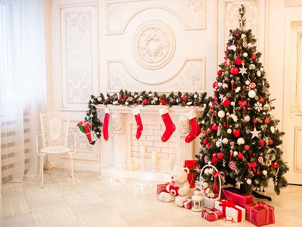 Katebackdrop：Kate Christmas Tree Background Sock Gift Box Backdrop