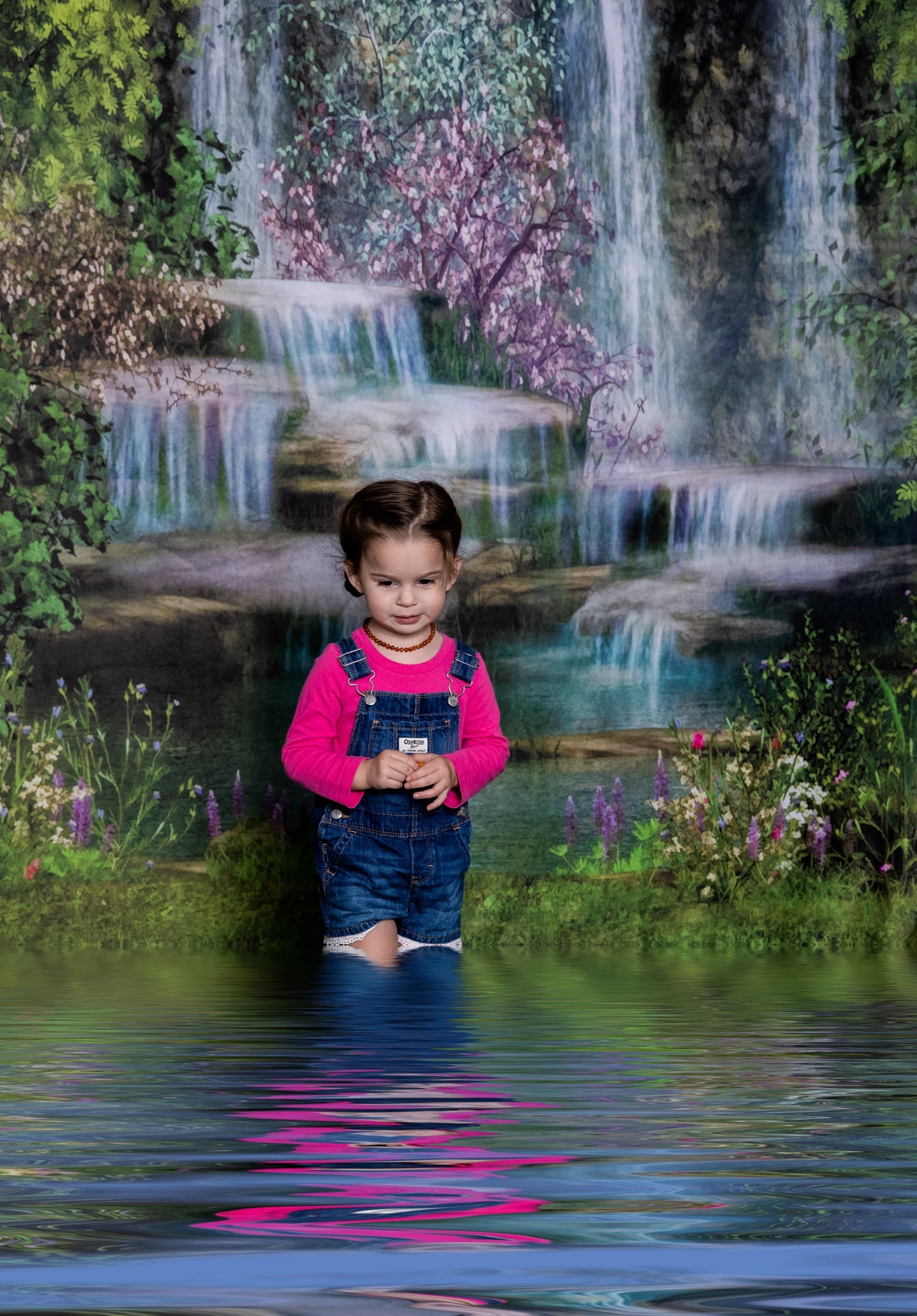 Kate Wasserfall Frühling Sommer Landschaft Blumen Hintergrund