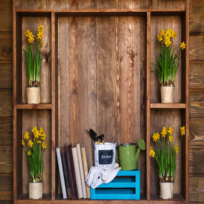 Kate Frühlings dunkler Holz Ostern Garten Hintergrund - Kate Backdrop.de